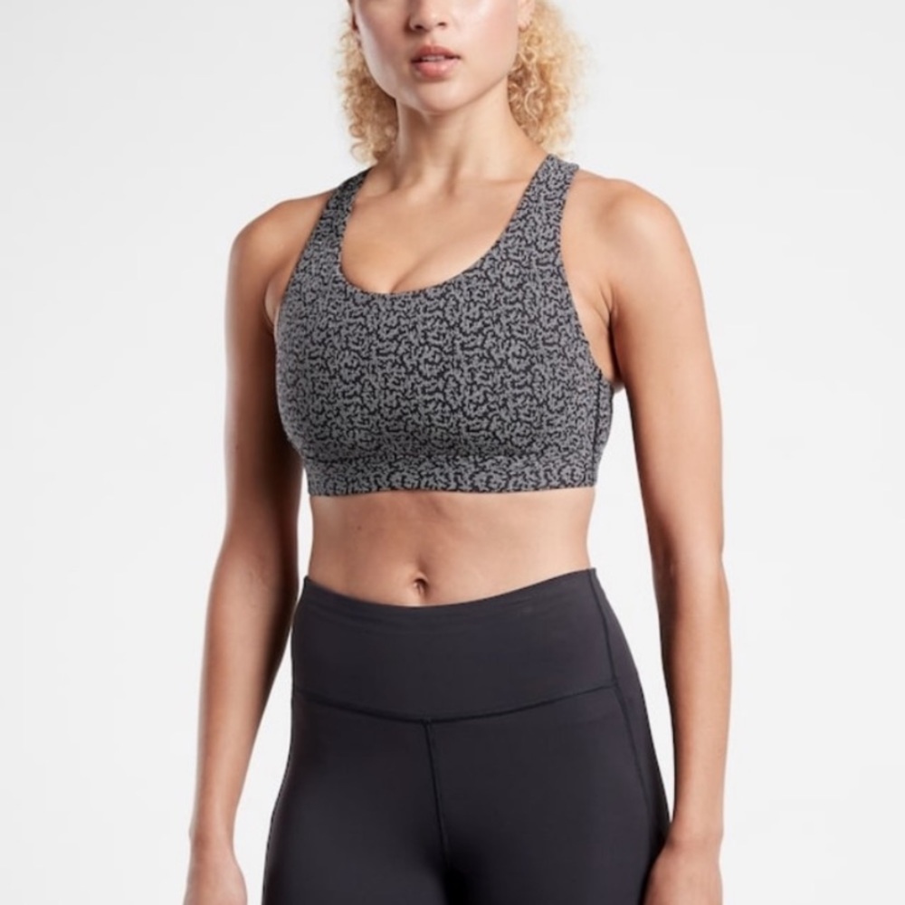 Athleta Ultimate Textured Bra Racerback Medium Support Black and White Medium